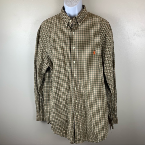 Vintage Ralph Lauren Shirt Men’s XL Tall Green Plaid Button Down Long‎ Sleeve - Picture 1 of 12